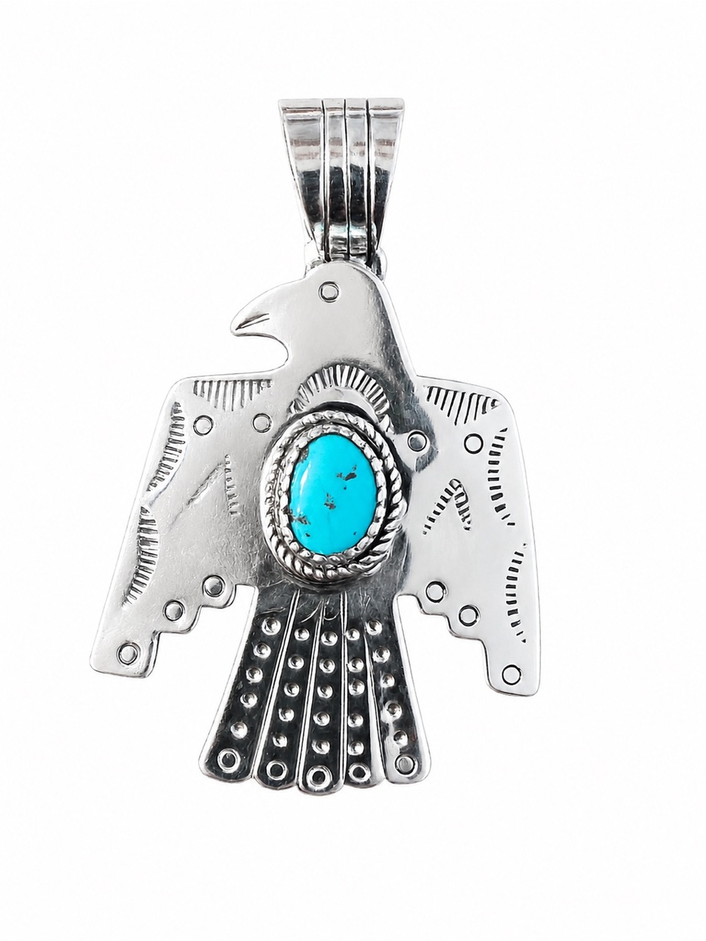 Native American Navajo artist signed 
Michael Mc Crae  - Thunderbird Pendant